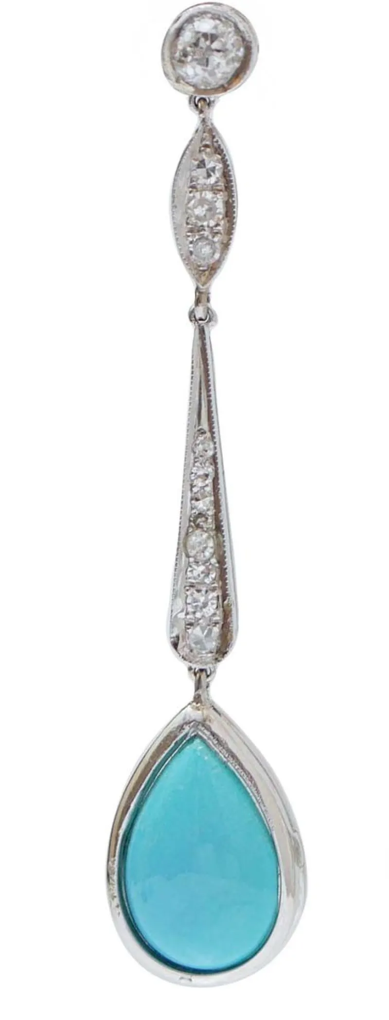 Pamono Platinum Dangle Earrings with Turquoises and Diamonds, Set of 2> Earrings