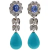 Pamono Platinum Dangle Earrings with Turquoises, Sapphires and Diamonds, Set of 2> Earrings