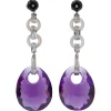 Best Pamono Platinum Earrings with Amethysts, White Stones, Diamonds and Onyx, Set of 2