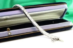 Pamono Platinum Rivière Bracelet with Calibrated Synthetic Rubies and Ring><noscript><img width=