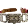 Hot Pamono Platinum Watch with Articulated Bracelet and Brilliant-Cut Diamonds with Pink Leather Strap
