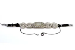 Pamono Platinum Watch with Articulated Bracelet, Brilliant-Cut Diamonds and Safety Chain><noscript><img width=
