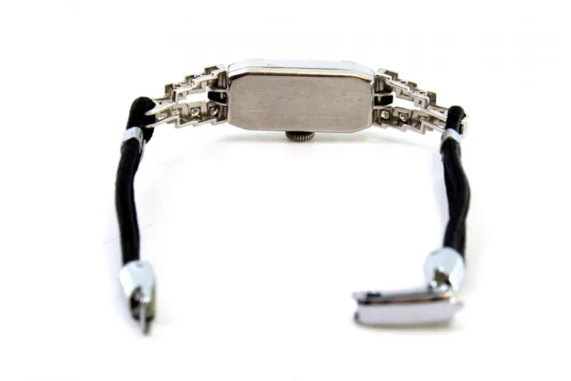 Pamono Platinum Watch with Brilliant-Cut Diamonds and Bracelet with Cordonèe