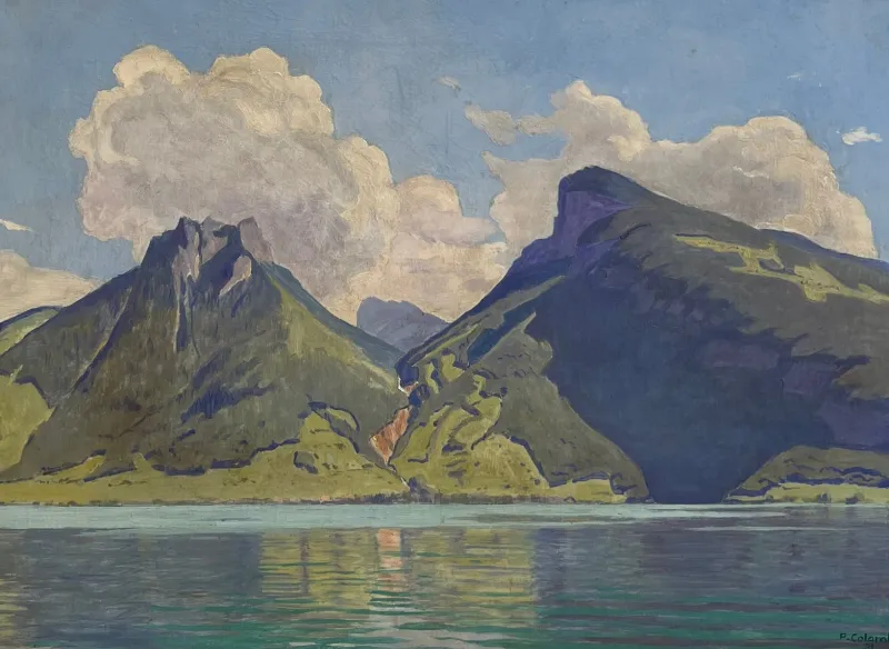 Pamono Plinio Colombi, Paysage Lacustre, 1931, Oil on Canvas, Framed> Classical