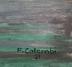 Pamono Plinio Colombi, Paysage Lacustre, 1931, Oil on Canvas, Framed><noscript><img width=