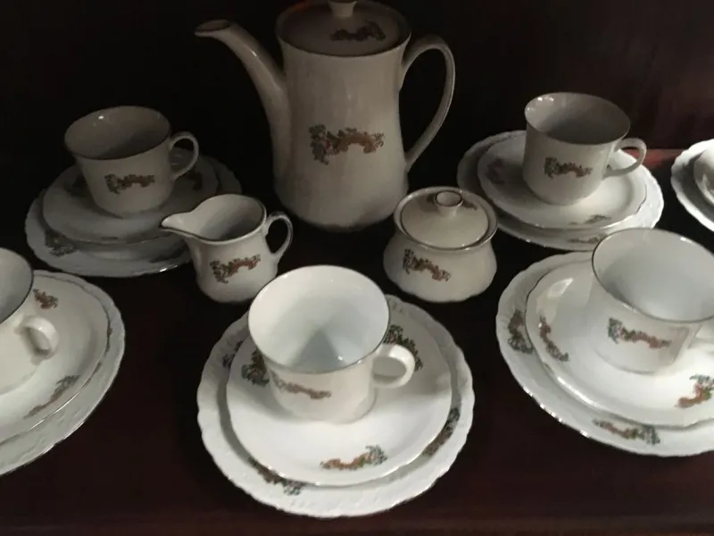 Pamono Polish Porcelain Tableware Set from Ćmielów, 1950s, Set of 30