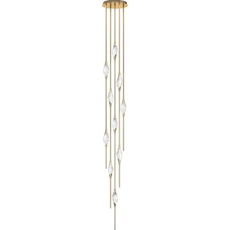 Outlet Pamono Polished Brass Il Pezzo 12 Cluster Chandelier D by Il Pezzo Mancante
