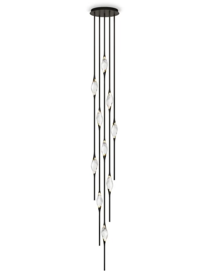 Outlet Pamono Polished Brass Il Pezzo 12 Cluster Chandelier D by Il Pezzo Mancante