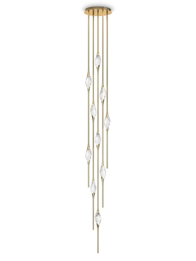 Outlet Pamono Polished Brass Il Pezzo 12 Cluster Chandelier D by Il Pezzo Mancante