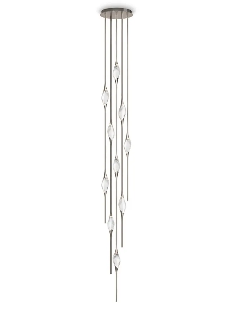 Outlet Pamono Polished Brass Il Pezzo 12 Cluster Chandelier D by Il Pezzo Mancante
