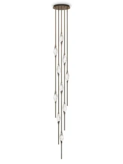 Outlet Pamono Polished Brass Il Pezzo 12 Cluster Chandelier D by Il Pezzo Mancante