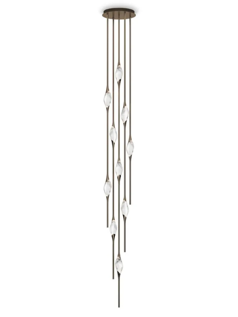 Outlet Pamono Polished Brass Il Pezzo 12 Cluster Chandelier D by Il Pezzo Mancante