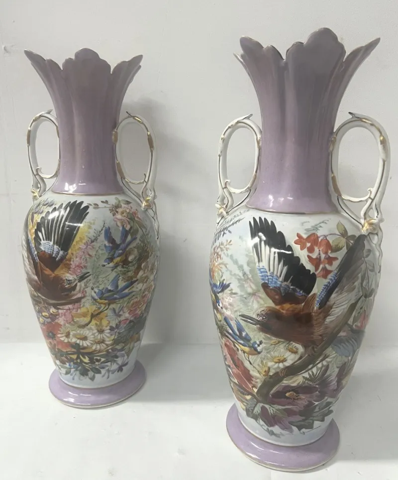 Online Pamono Polychrome Porcelain Vases, 19th Century, Set of 2