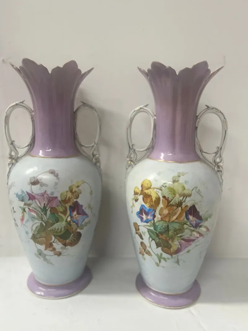 Online Pamono Polychrome Porcelain Vases, 19th Century, Set of 2