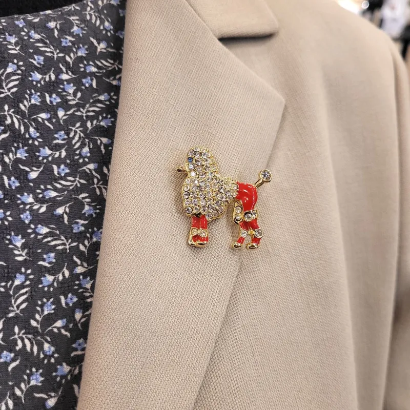 Pamono Poodle Brooch in Enamel and Zircons, Spain, 1970s> Brooches
