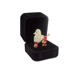 Pamono Poodle Brooch in Enamel and Zircons, Spain, 1970s><noscript><img width=