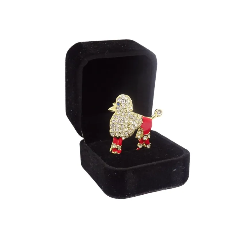 Pamono Poodle Brooch in Enamel and Zircons, Spain, 1970s> Brooches