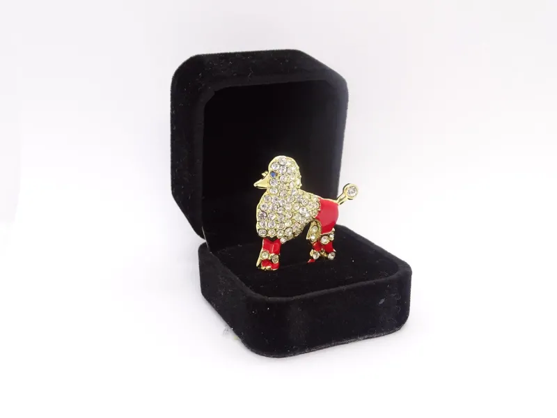 Pamono Poodle Brooch in Enamel and Zircons, Spain, 1970s> Brooches