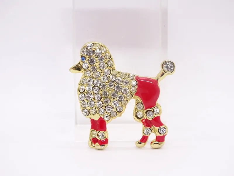 Pamono Poodle Brooch in Enamel and Zircons, Spain, 1970s> Brooches