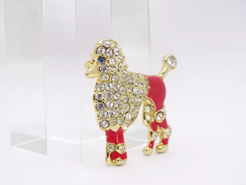 Pamono Poodle Brooch in Enamel and Zircons, Spain, 1970s> Brooches