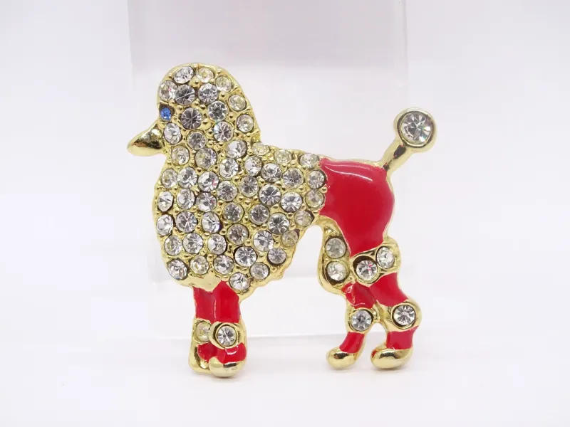 Pamono Poodle Brooch in Enamel and Zircons, Spain, 1970s> Brooches