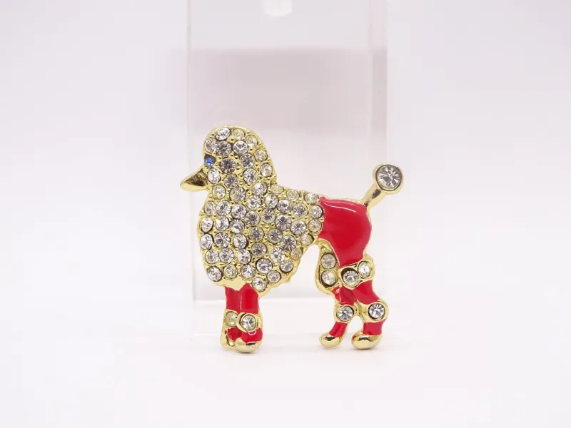 Pamono Poodle Brooch in Enamel and Zircons, Spain, 1970s> Brooches