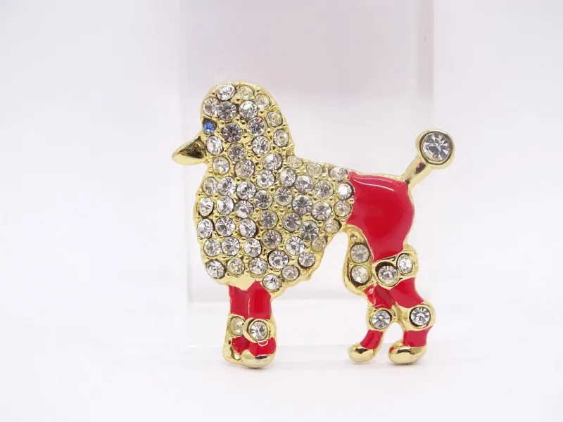 Pamono Poodle Brooch in Enamel and Zircons, Spain, 1970s> Brooches