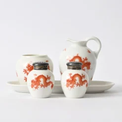 Pamono Porcelain and Silver Cruet Set from Thomas, 1930s, Set of 5