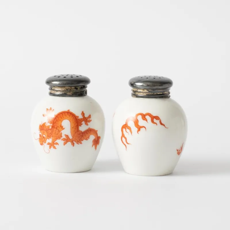 Pamono Porcelain and Silver Cruet Set from Thomas, 1930s, Set of 5