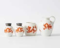 Pamono Porcelain and Silver Cruet Set from Thomas, 1930s, Set of 5