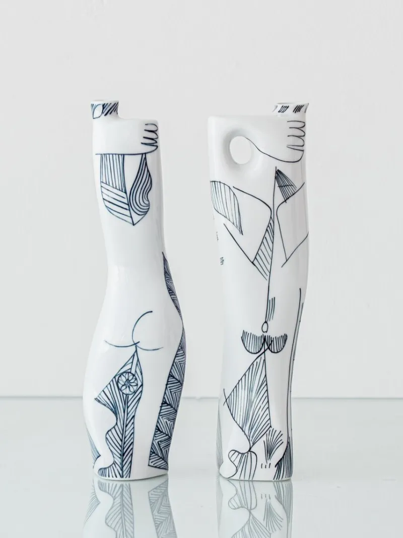Sale Pamono Porcelain Anthropomorphic Figural Vases by Sargadelos, 2000s, Set of 2