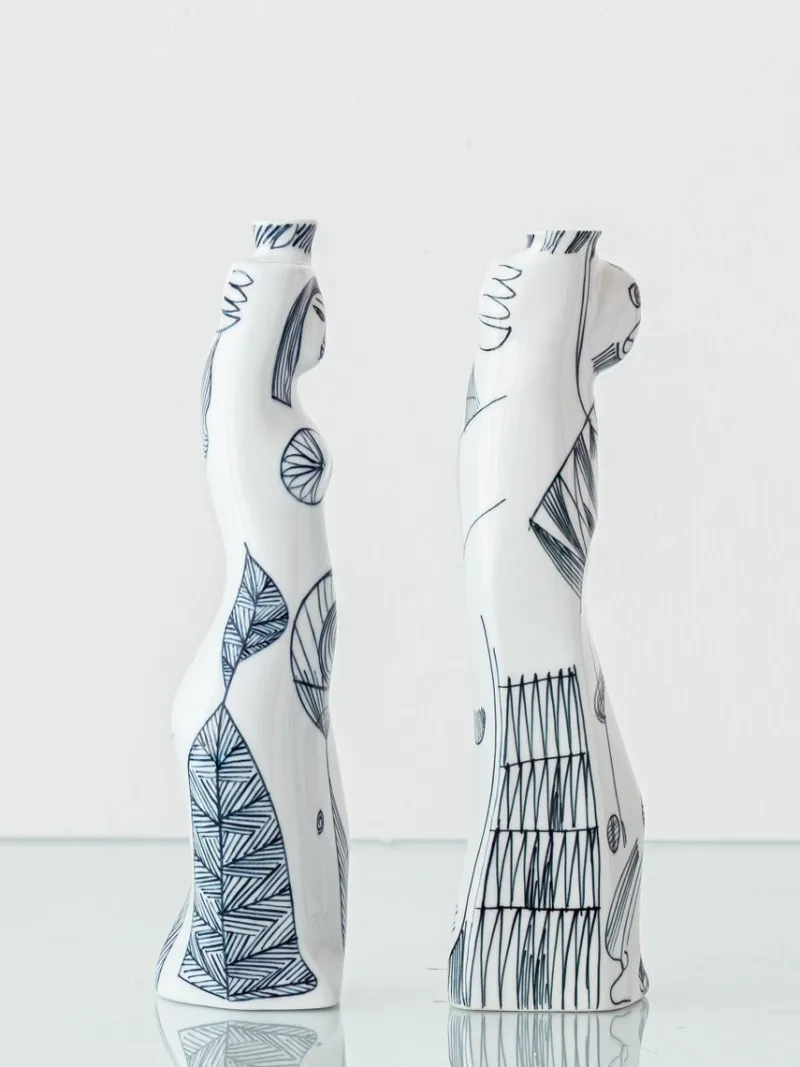 Sale Pamono Porcelain Anthropomorphic Figural Vases by Sargadelos, 2000s, Set of 2
