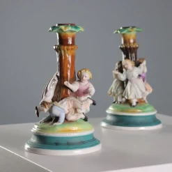Pamono Porcelain Candle Holders, Set of 2> Candleholders