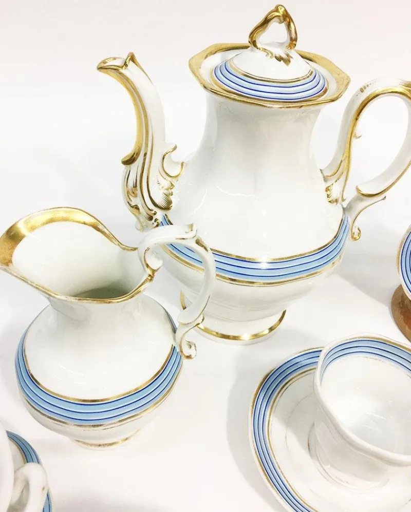 New Pamono Porcelain Coffee & Tea Service from KPM, Germany, 1834-1837, Set of 11