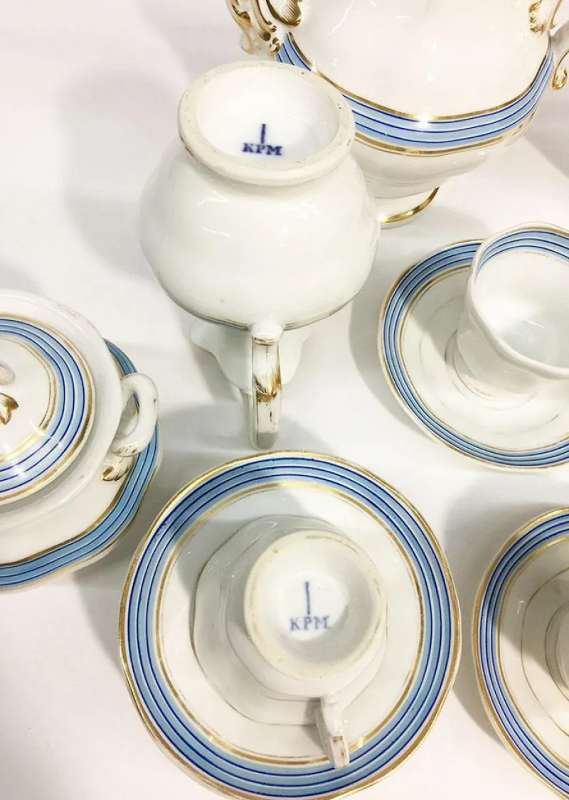 New Pamono Porcelain Coffee & Tea Service from KPM, Germany, 1834-1837, Set of 11