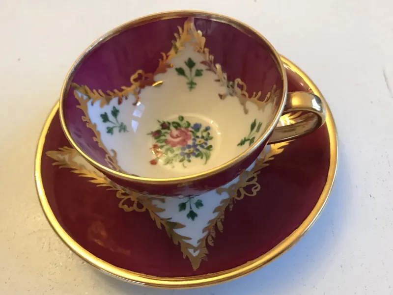 Pamono Porcelain Cup and Saucer from Bavaria, 1950s, Set of 2> Coffee & Tea Service