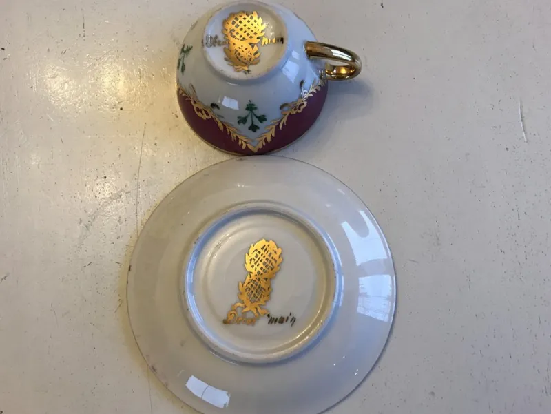 Pamono Porcelain Cup and Saucer from Bavaria, 1950s, Set of 2> Coffee & Tea Service