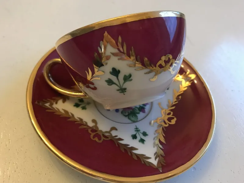 Pamono Porcelain Cup and Saucer from Bavaria, 1950s, Set of 2> Coffee & Tea Service