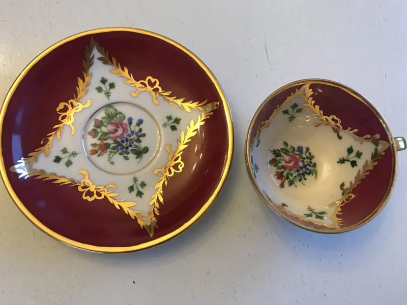 Pamono Porcelain Cup and Saucer from Bavaria, 1950s, Set of 2> Coffee & Tea Service