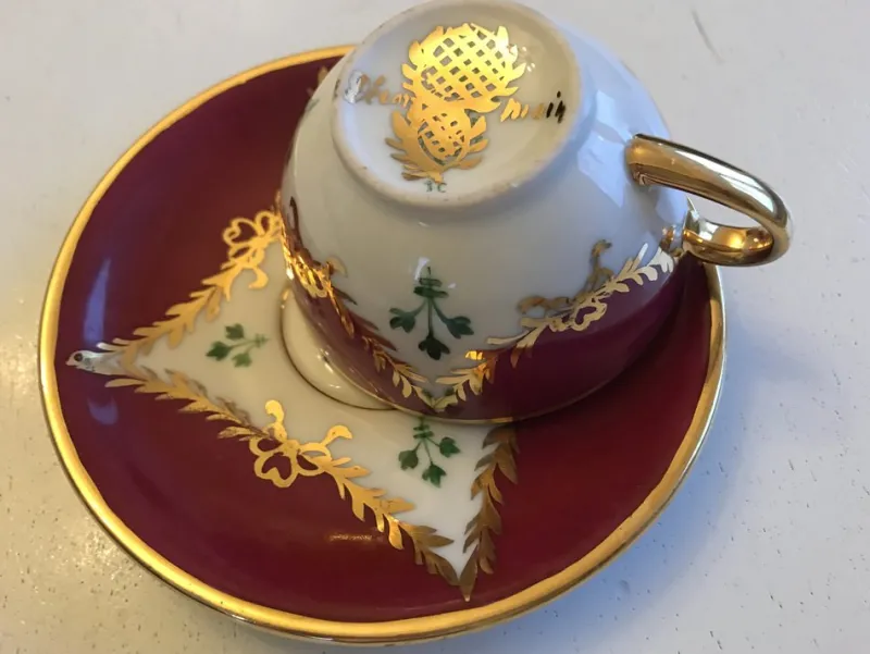 Pamono Porcelain Cup and Saucer from Bavaria, 1950s, Set of 2> Coffee & Tea Service