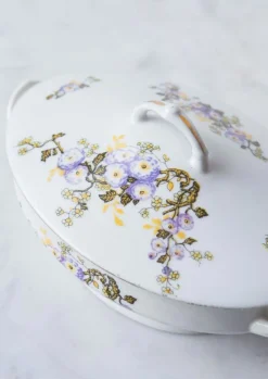 Pamono Porcelain Dishes with Flowers from Limoges, 1940s, Set of 36><noscript><img width=