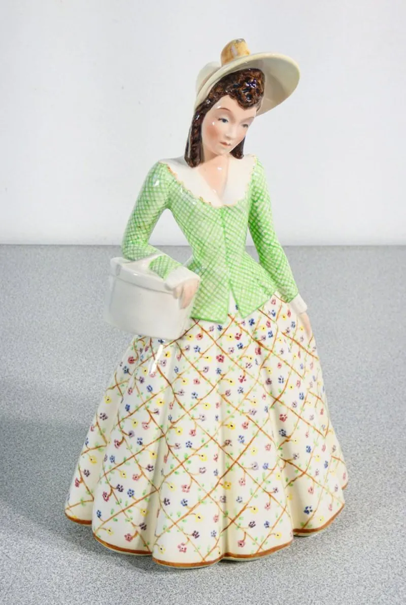 Pamono Porcelain Figurine of Lady from Keramos, Turin, Italy, 1900s> Vases