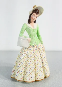 Pamono Porcelain Figurine of Lady from Keramos, Turin, Italy, 1900s> Vases
