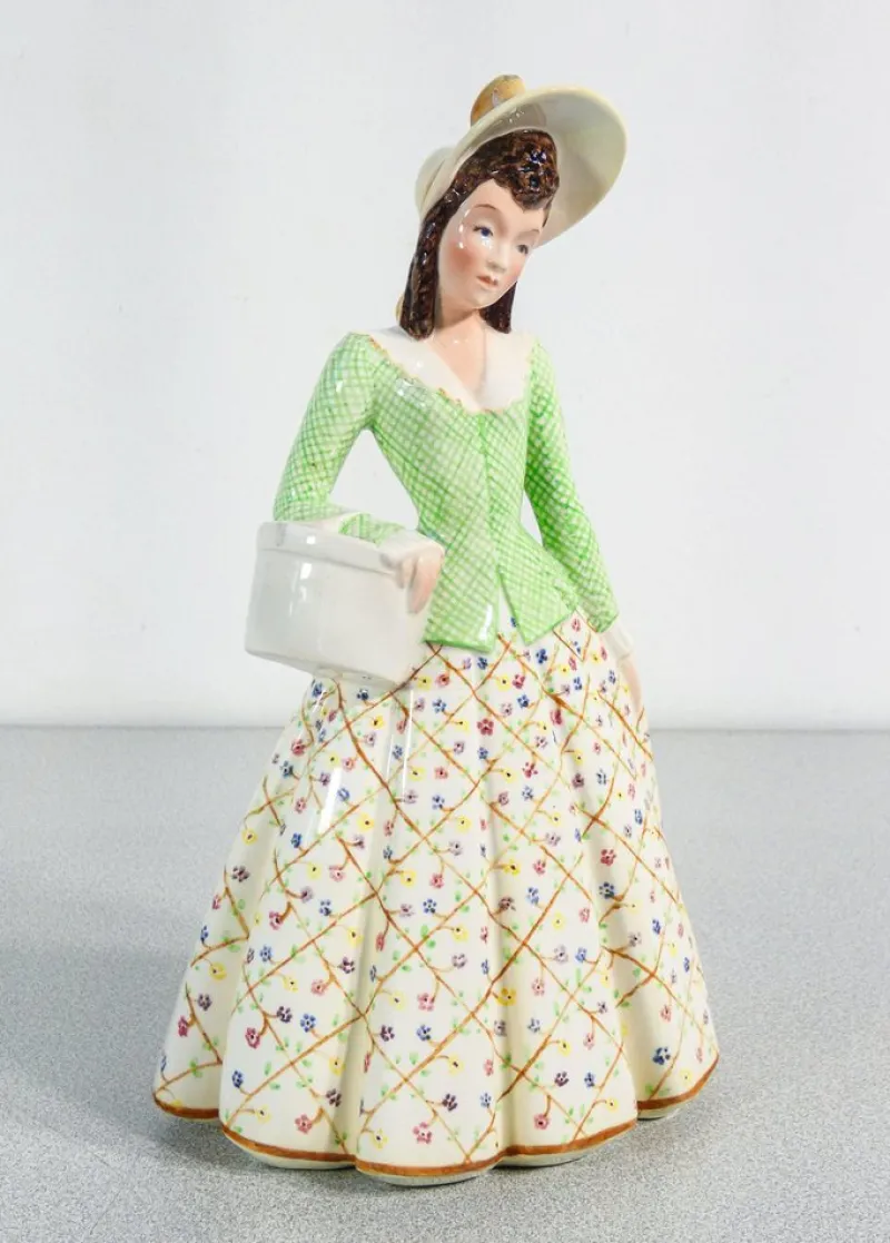 Pamono Porcelain Figurine of Lady from Keramos, Turin, Italy, 1900s> Vases