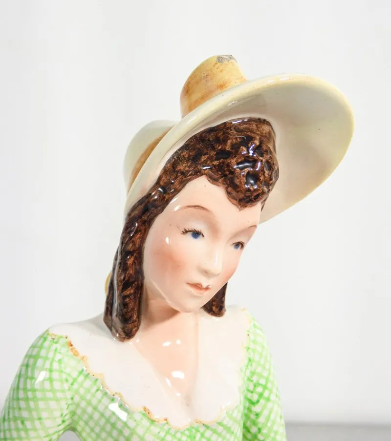 Pamono Porcelain Figurine of Lady from Keramos, Turin, Italy, 1900s> Vases