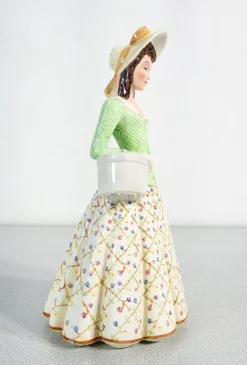 Pamono Porcelain Figurine of Lady from Keramos, Turin, Italy, 1900s><noscript><img width=