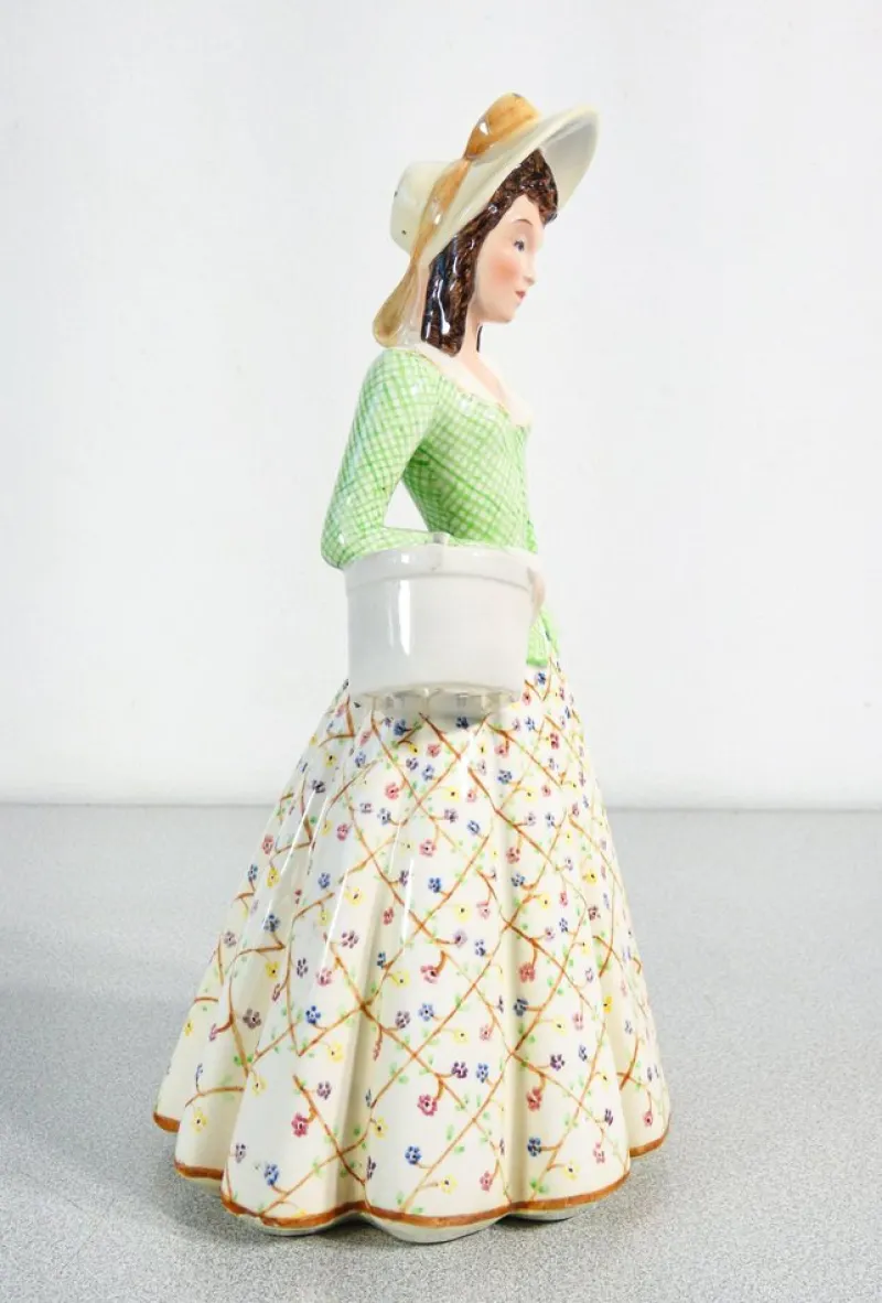 Pamono Porcelain Figurine of Lady from Keramos, Turin, Italy, 1900s> Vases