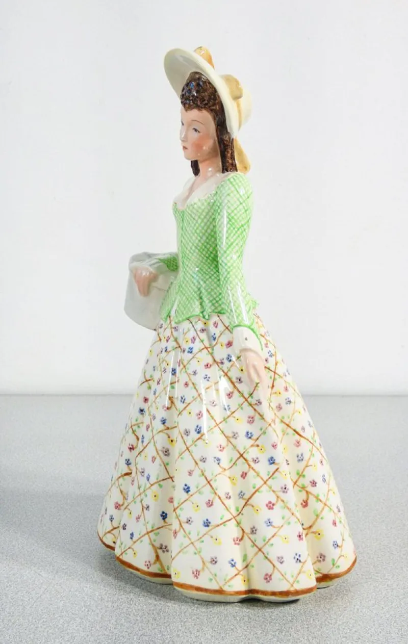 Pamono Porcelain Figurine of Lady from Keramos, Turin, Italy, 1900s> Vases