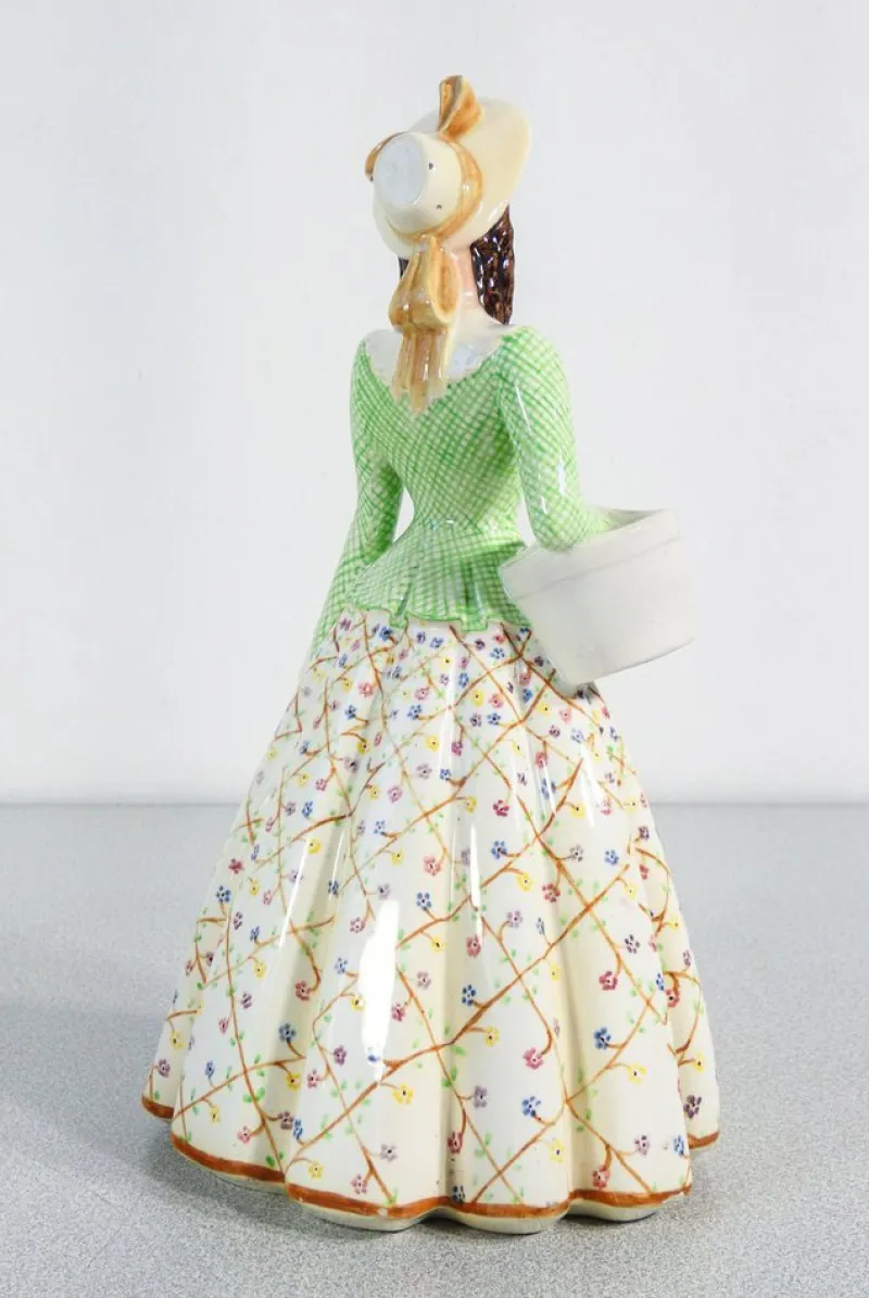 Pamono Porcelain Figurine of Lady from Keramos, Turin, Italy, 1900s> Vases