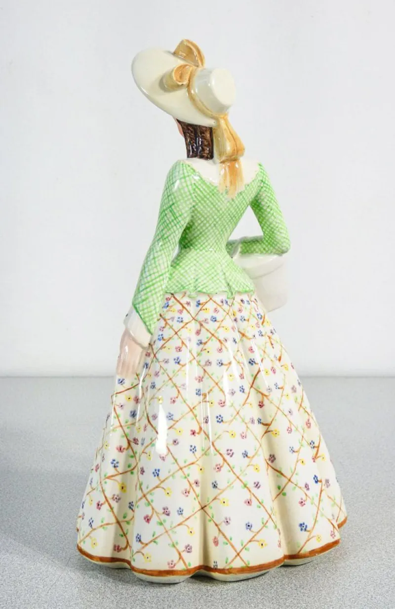 Pamono Porcelain Figurine of Lady from Keramos, Turin, Italy, 1900s> Vases